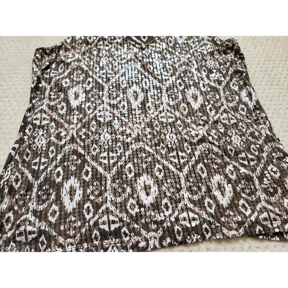 Charter Club Sequin Sleeveless Brown Blouse Womens Tank Pullover Petite Medium - Picture 2 of 6